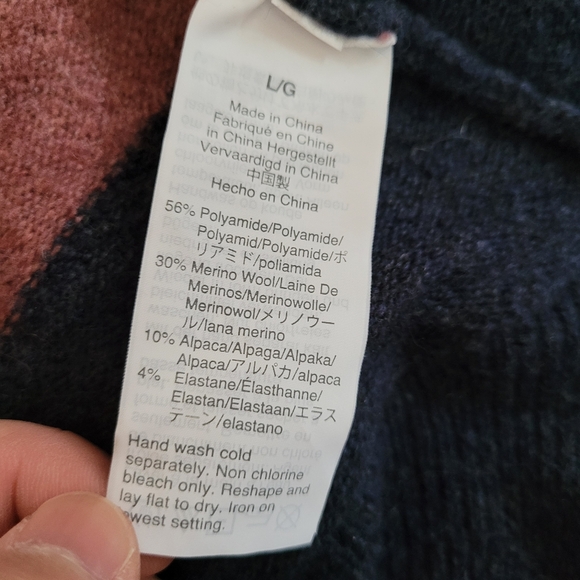 Madewell Kent Striped Colorblock Cozy Merino Wool/Alpaca Blend Cardigan Duster L - Picture 8 of 11